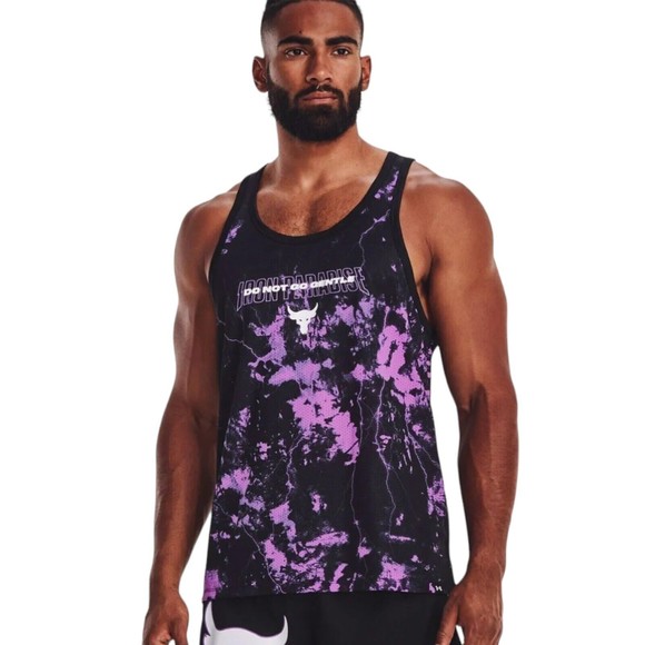 Under Armour Project Rock Mesh Tank Black Purple - Picture 1 of 3